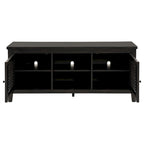 Meuble TV Coni, 2 portes et étagères, bois noir 60 pouces