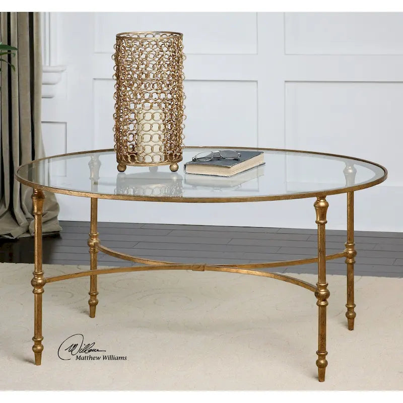 Table basse Uttermost Vitya avec plateau en verre et pieds en métal