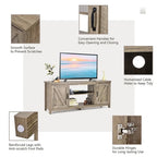 Meuble TV multimédia 59 po avec armoire de rangement pour téléviseur 65 po Naturel - 58 po