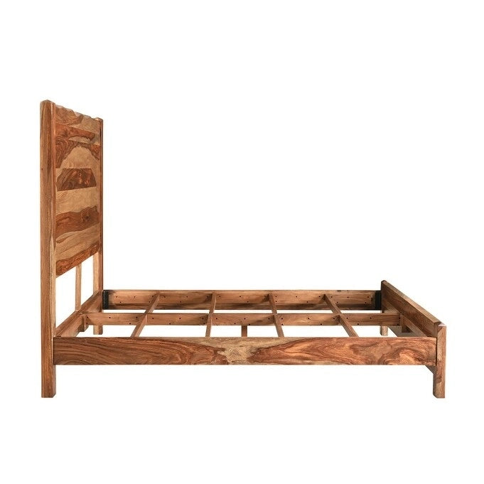 Cadre de lit king-size en bois massif à bord brut HomeRoots marron