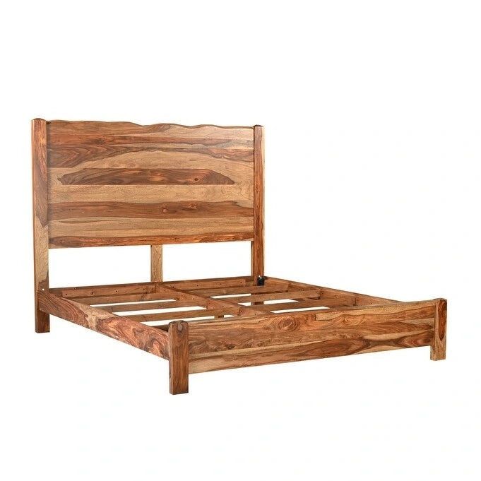 Cadre de lit king-size en bois massif à bord brut HomeRoots marron