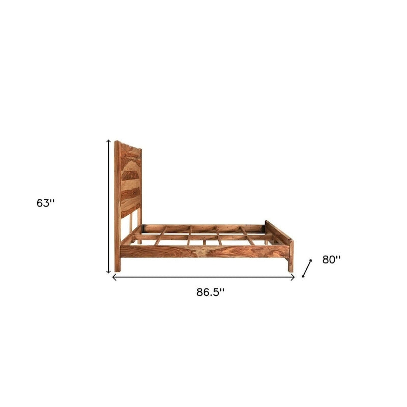 Cadre de lit king-size en bois massif à bord brut HomeRoots marron