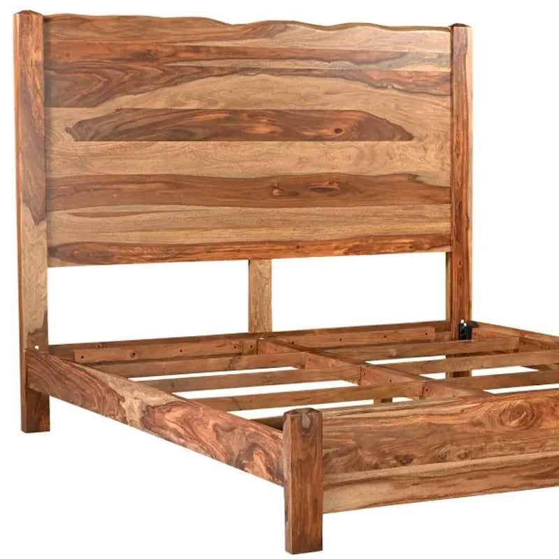 Cadre de lit king-size en bois massif à bord brut HomeRoots marron
