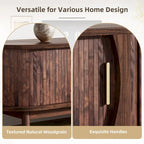 Meuble TV moderne marron foncé pour téléviseurs 75 pouces, console TV en bois massif avec armoire de rangement, centre de divertissement
