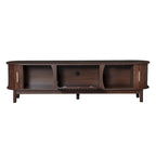 Meuble TV moderne marron foncé pour téléviseurs 75 pouces, console TV en bois massif avec armoire de rangement, centre de divertissement