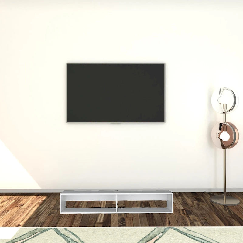 Meuble TV mural moderne 59 Meuble TV flottant avec étagères et gestion des câbles - 10.4H x 59.1W x 12.6D
