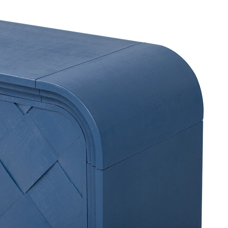 Meuble de Rangement Buffet Commode d'Entrée Courbée / Meuble d'Appoint à 4 Portes pour Couloirs Salons