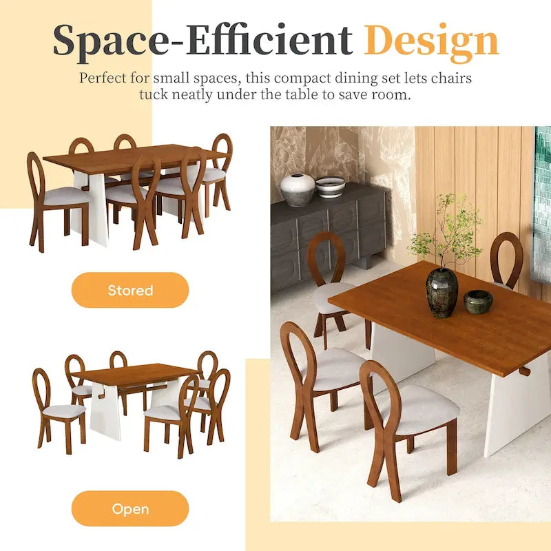 Ensemble de salle à manger moderne 7 pièces avec 6 chaises rembourrées