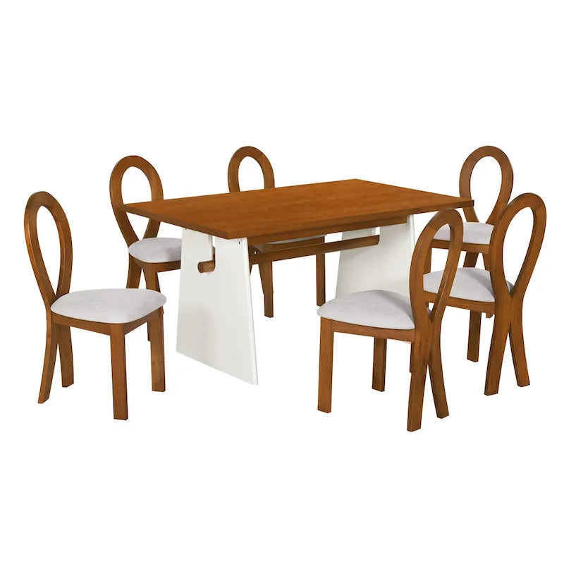 Ensemble de salle à manger moderne 7 pièces avec 6 chaises rembourrées