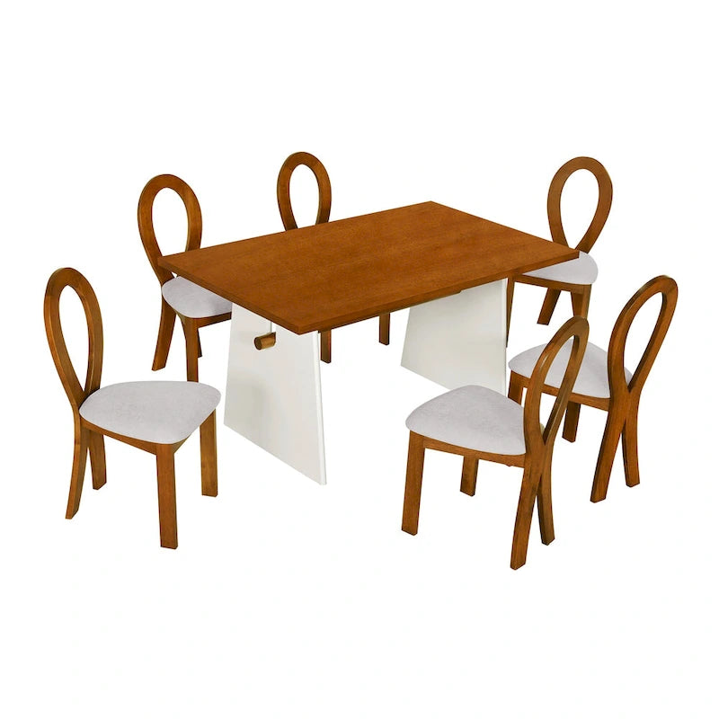 Ensemble de salle à manger moderne 7 pièces avec 6 chaises rembourrées