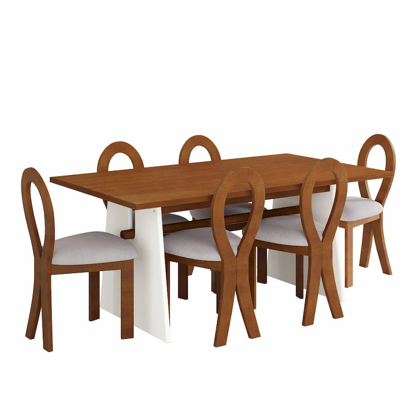 Ensemble de salle à manger moderne 7 pièces avec 6 chaises rembourrées