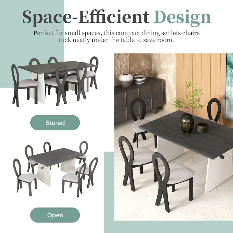 Ensemble de salle à manger moderne 7 pièces avec 6 chaises rembourrées