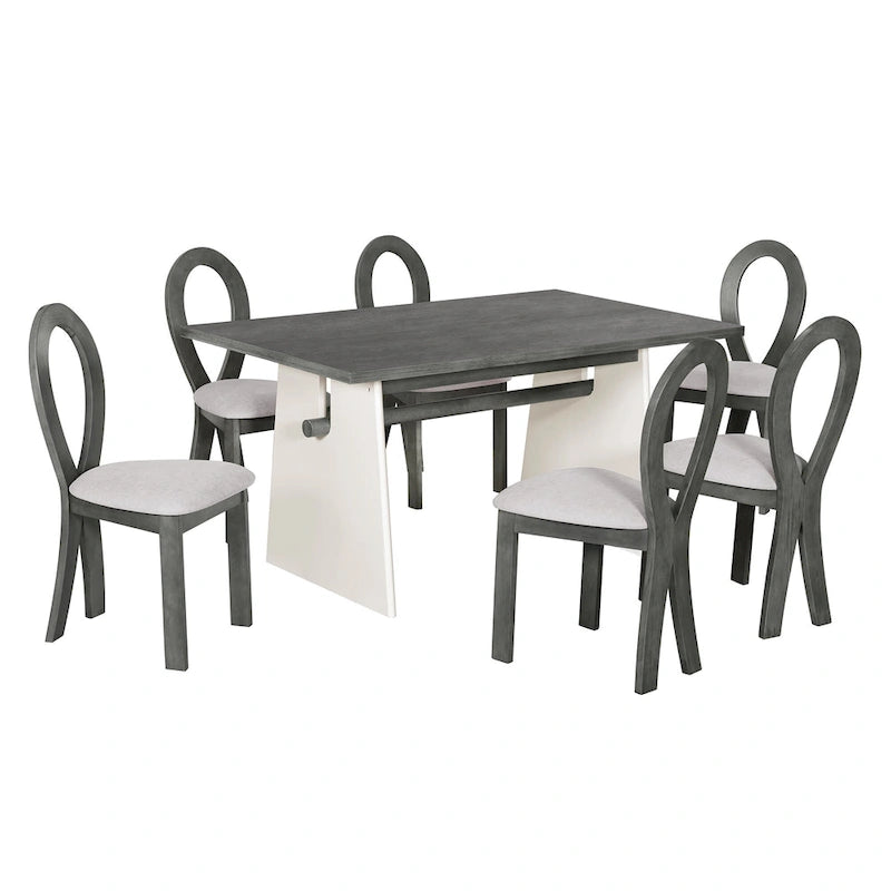 Ensemble de salle à manger moderne 7 pièces avec 6 chaises rembourrées