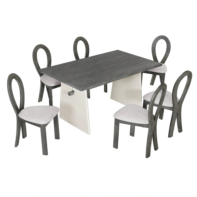 Ensemble de salle à manger moderne 7 pièces avec 6 chaises rembourrées
