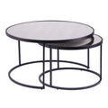 Lot de 2 tables basses gigognes rondes effet miroir pour salon - 32 x 32 x 17