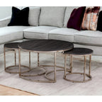 Lot de 2 tables basses gigognes rondes effet miroir pour salon - 32 x 32 x 17