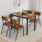 Ensemble de table à manger et 4 chaises, table de petit-déjeuner à cadre métallique, ensemble de salle à manger décontracté et moderne 5 pièces
