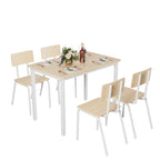 Ensemble de table à manger et 4 chaises, table de petit-déjeuner à cadre métallique, ensemble de salle à manger décontracté et moderne 5 pièces