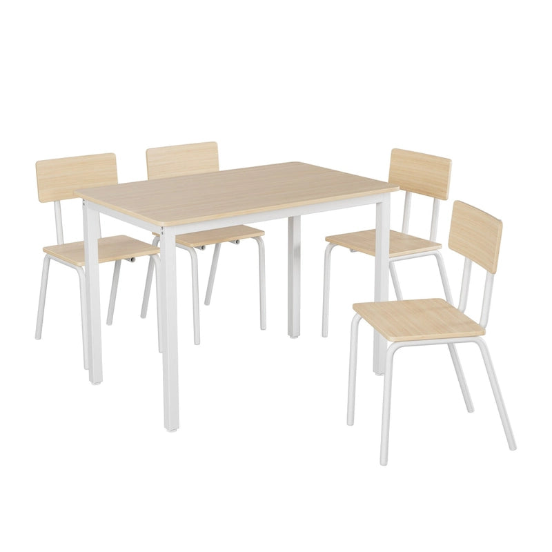 Ensemble de table à manger et 4 chaises, table de petit-déjeuner à cadre métallique, ensemble de salle à manger décontracté et moderne 5 pièces
