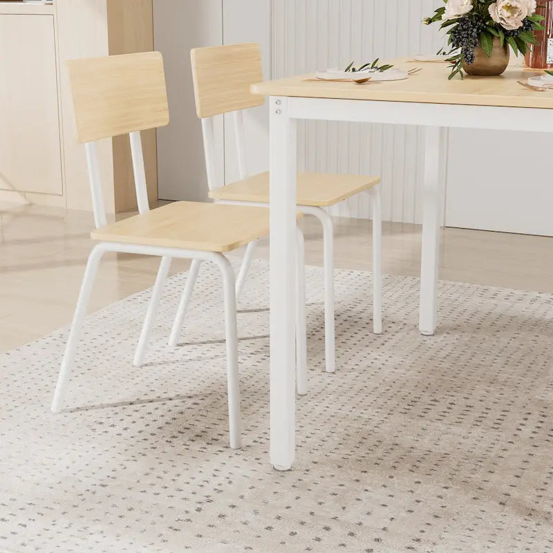 Ensemble de table à manger et 4 chaises, table de petit-déjeuner à cadre métallique, ensemble de salle à manger décontracté et moderne 5 pièces
