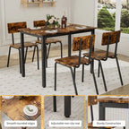 Ensemble de table à manger et 4 chaises, table de petit-déjeuner à cadre métallique, ensemble de salle à manger décontracté et moderne 5 pièces