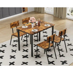 Ensemble de table à manger et 4 chaises, table de petit-déjeuner à cadre métallique, ensemble de salle à manger décontracté et moderne 5 pièces