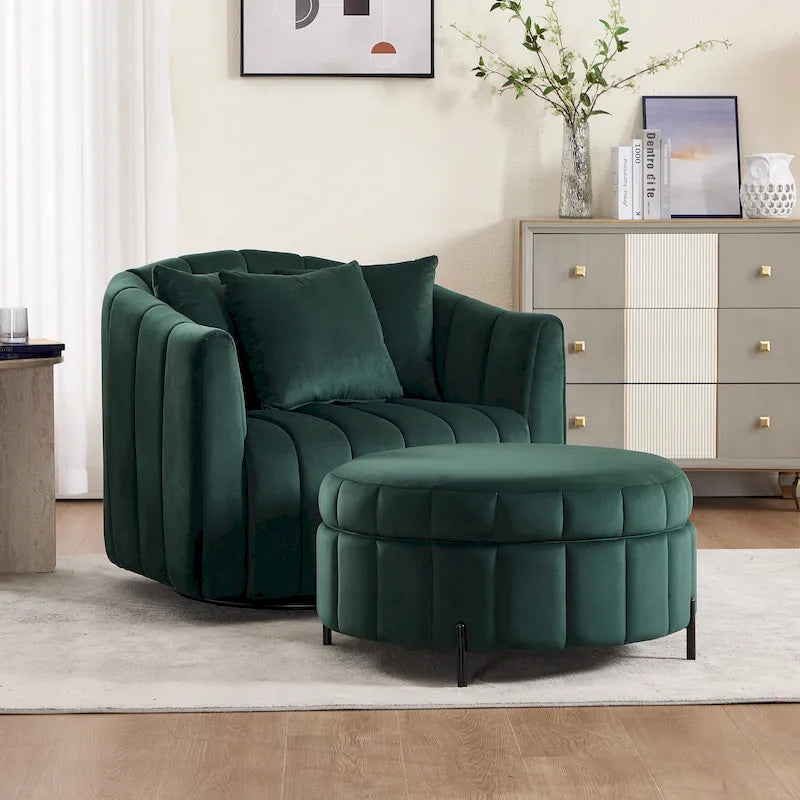 40.4W Modern Swivel Accent Chair,Swivel Single Sofa Chair with Ottoman