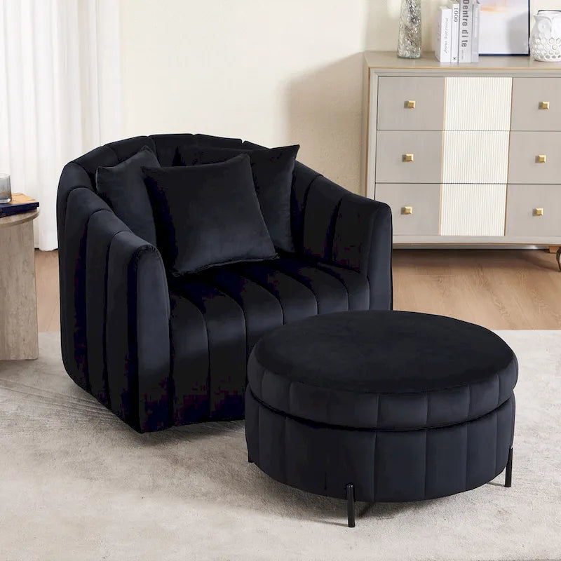 40.4W Modern Swivel Accent Chair,Swivel Single Sofa Chair with Ottoman