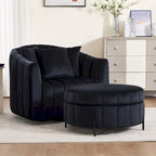 40.4W Modern Swivel Accent Chair,Swivel Single Sofa Chair with Ottoman