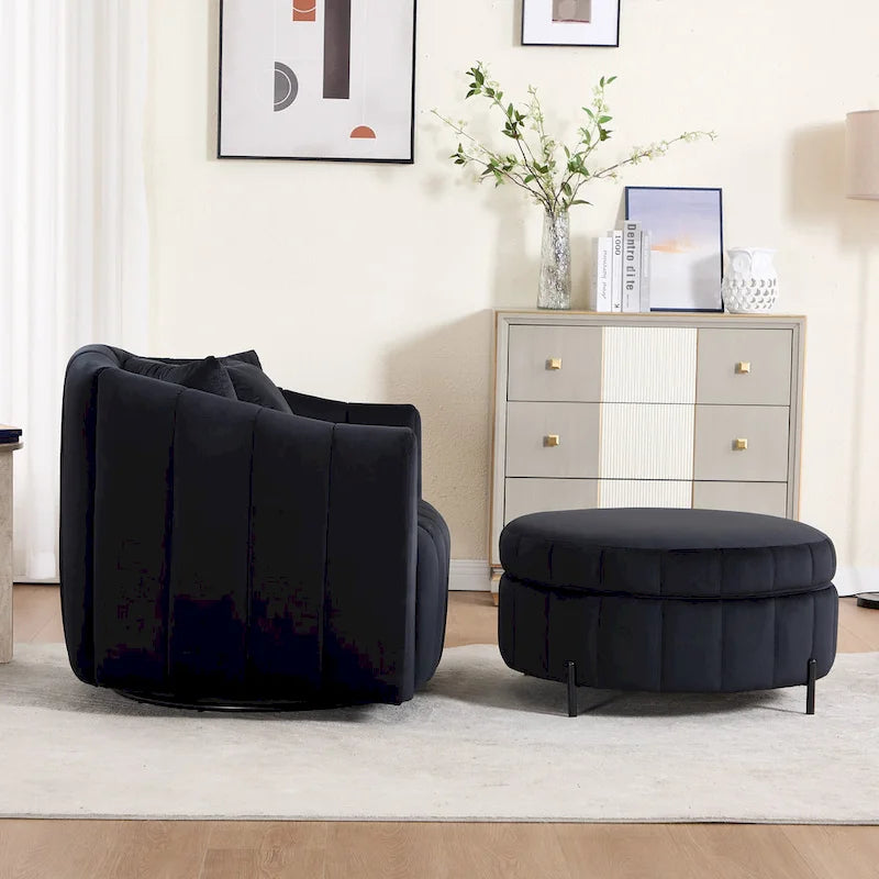 40.4W Modern Swivel Accent Chair,Swivel Single Sofa Chair with Ottoman