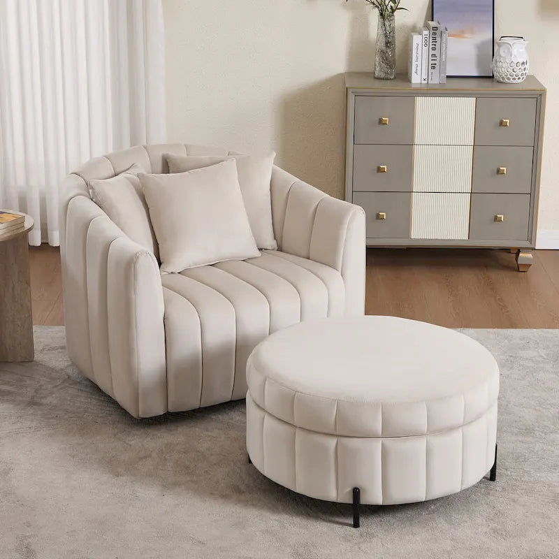 40.4W Modern Swivel Accent Chair,Swivel Single Sofa Chair with Ottoman