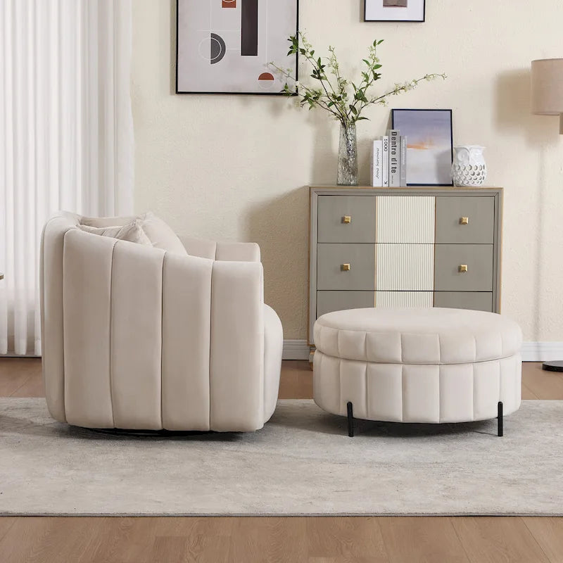 40.4W Modern Swivel Accent Chair,Swivel Single Sofa Chair with Ottoman