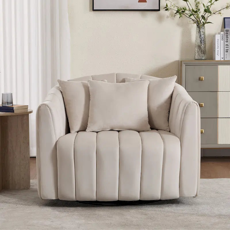 40.4W Modern Swivel Accent Chair,Swivel Single Sofa Chair with Ottoman