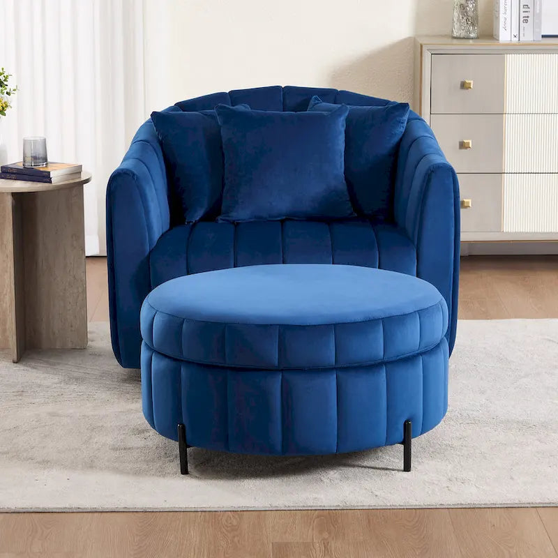 40.4W Modern Swivel Accent Chair,Swivel Single Sofa Chair with Ottoman