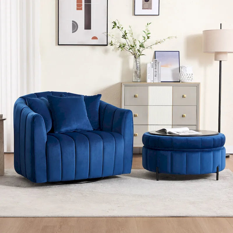 40.4W Modern Swivel Accent Chair,Swivel Single Sofa Chair with Ottoman