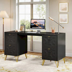 Bureau d'ordinateur blanc avec tiroirs de classement, bureau moderne de 59 po pour la maison et le bureau