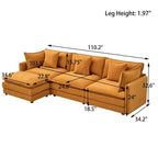 110.2 Chenille Three Seater Upholstered Sofa, Ottoman