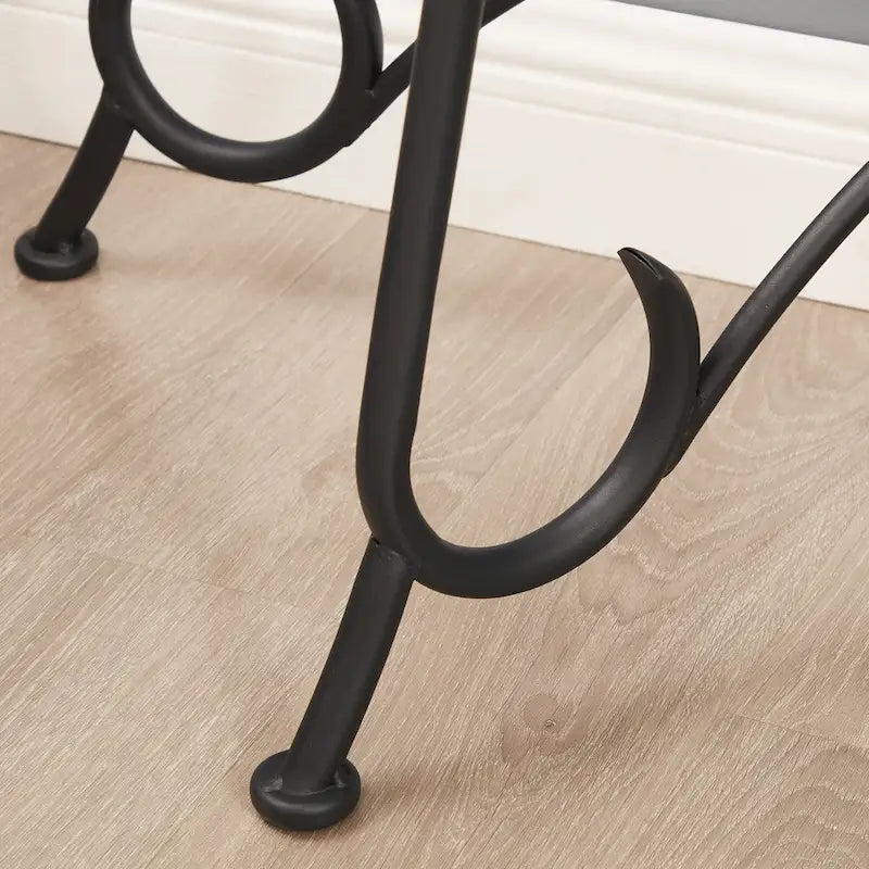 Console en verre trempé, Table basse style rustique avec structure métallique pour salon