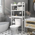Étagère de rangement au-dessus des toilettes, étagère de rangement à 3 niveaux en bambou au-dessus des toilettes avec 3 crochets