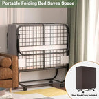Folding Bed with 5 Inch Memory Foam Mattress, Rollaway Bed Extra Guest Bed with Wheel