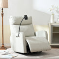 270 Degree Power Swivel Rocker Recliner Chair with USB Ports,Electric Glider Reclining Sofa,Leather Home Theater Seating