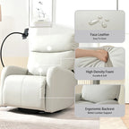 270 Degree Power Swivel Rocker Recliner Chair with USB Ports,Electric Glider Reclining Sofa,Leather Home Theater Seating