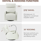 270 Degree Power Swivel Rocker Recliner Chair with USB Ports,Electric Glider Reclining Sofa,Leather Home Theater Seating