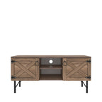 Meuble TV moderne Lila avec 2 portes et rangements, centre de divertissement pour salon