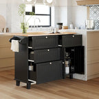 Topmax Farmhouse Kitchen Island Set With Drop Leaf And 2 Seatings