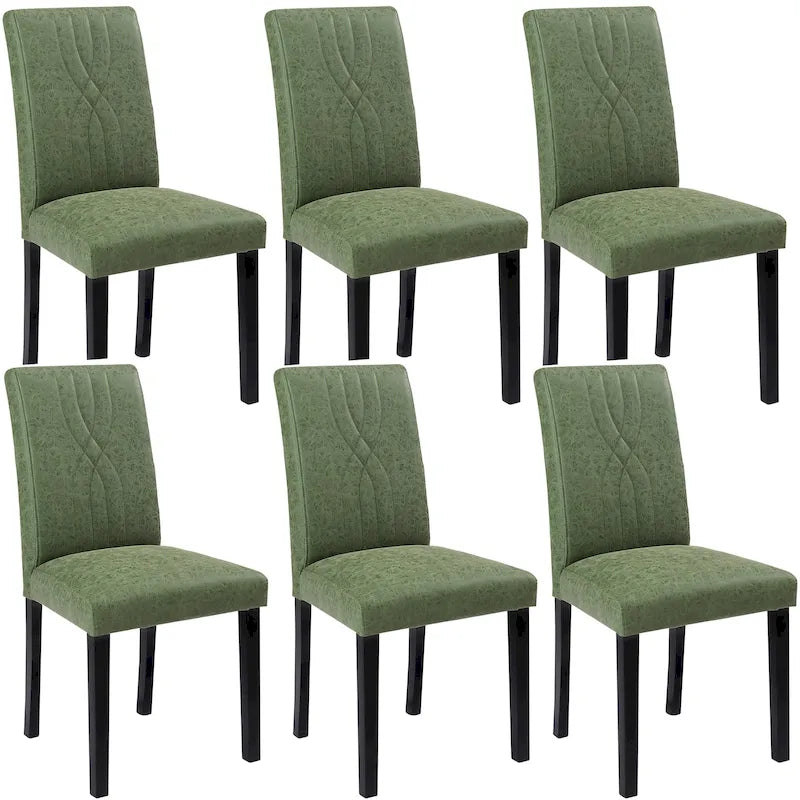 VECELO Chaises de salle à manger rembourrées (lot de 6), tissu moderne, dossier haut et pieds en bois massif, chaises de salle à manger Parson (lot de 6)