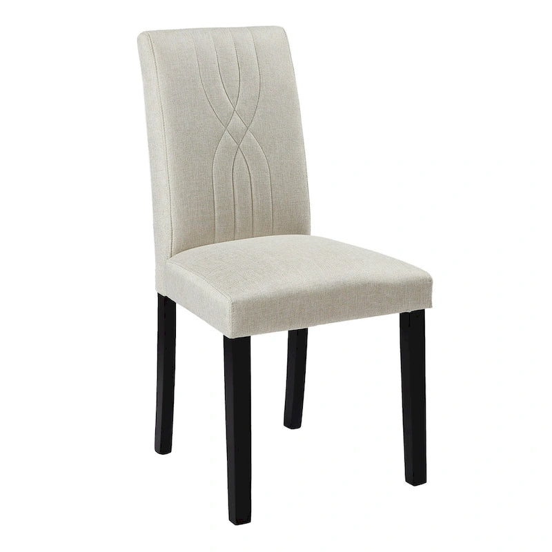 VECELO Chaises de salle à manger rembourrées (lot de 6), tissu moderne, dossier haut et pieds en bois massif, chaises de salle à manger Parson (lot de 6)