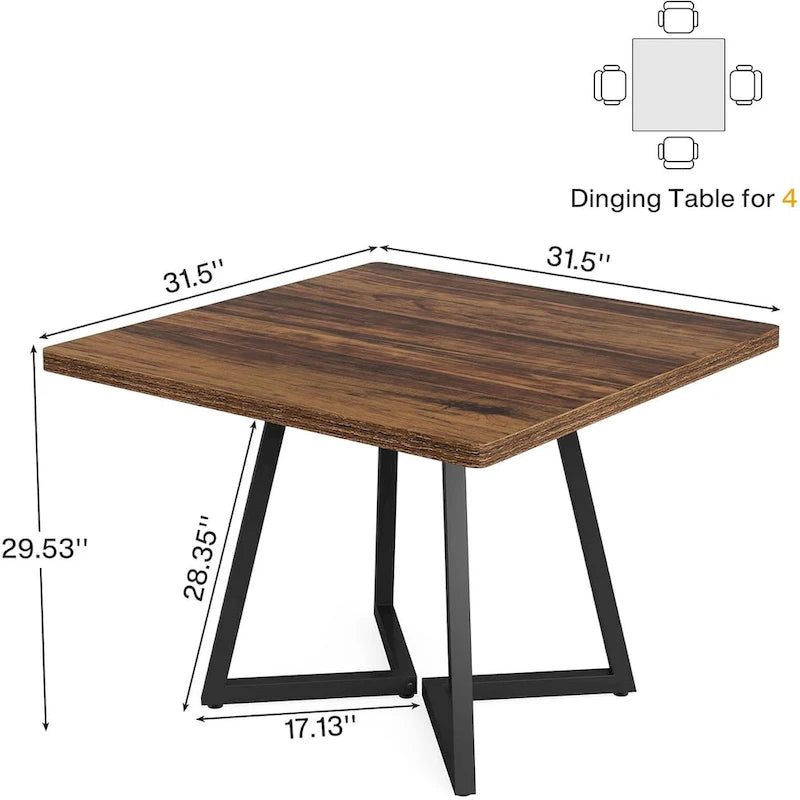 Table à dîner industrielle avec base en métal