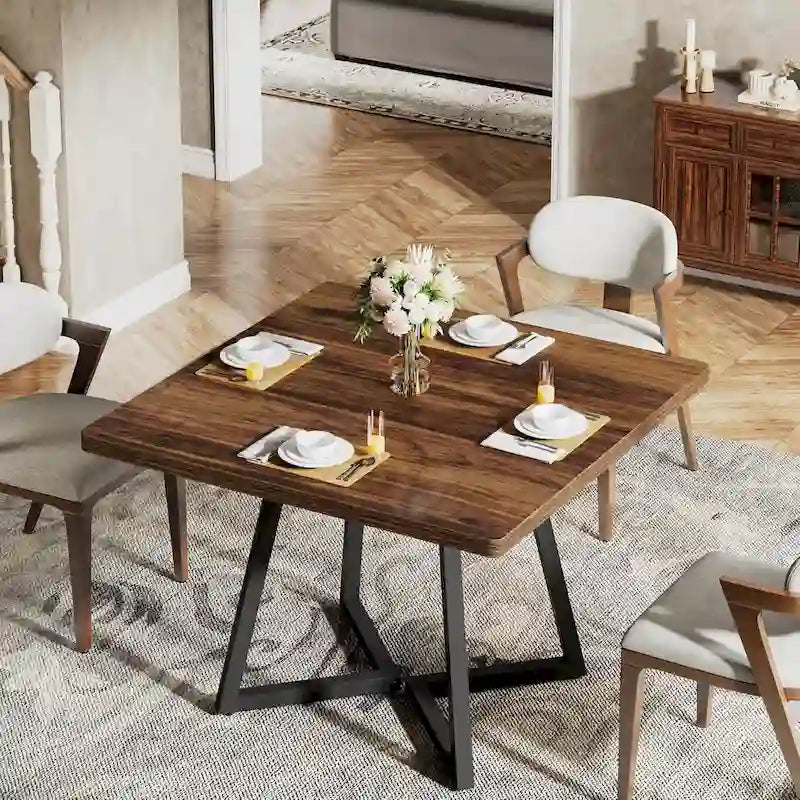 Table à dîner industrielle avec base en métal