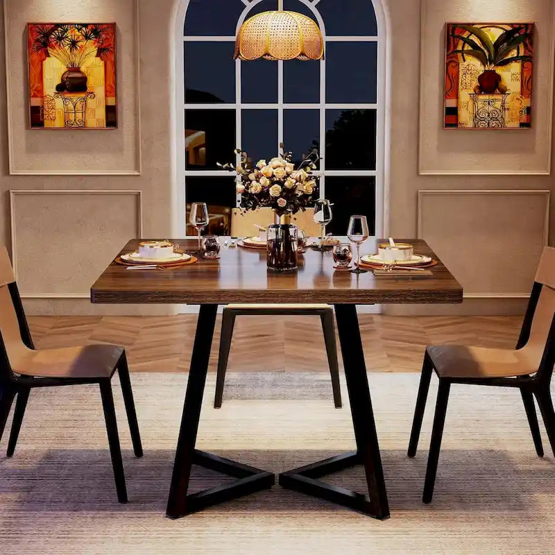 Table à dîner industrielle avec base en métal